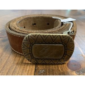 Womens Cowgirl Brown Leather Belt Buckle Vintage Retro Hippie Boho Festival Y2K